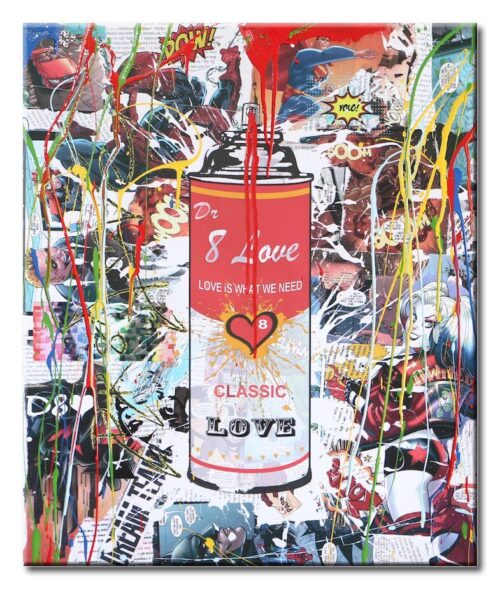 Dr8love Original Collage Painting on canvas. Custom Pop Portraits.