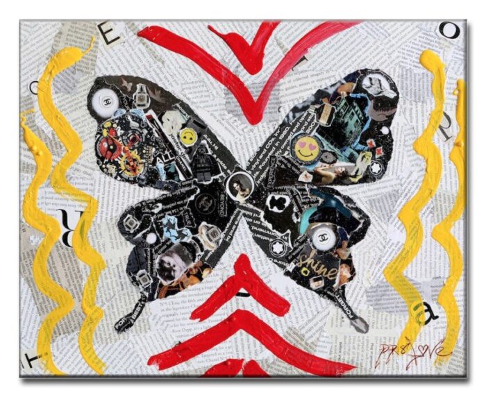 Shine - Original Collage Painting on canvas - Image 3