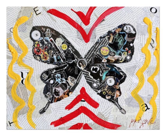 Shine - Original Collage Painting on canvas - Image 4