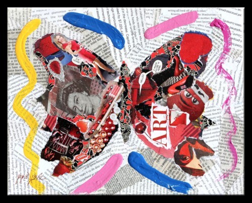 Louis Vuitton Red - Original Collage Painting on Paper