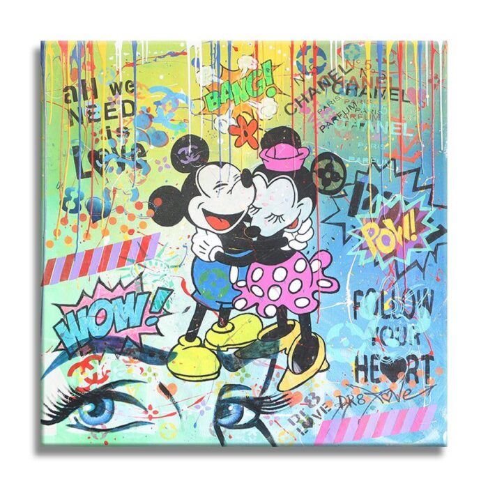 Big Hug-Mickey Minnie - Original Painting on canvas