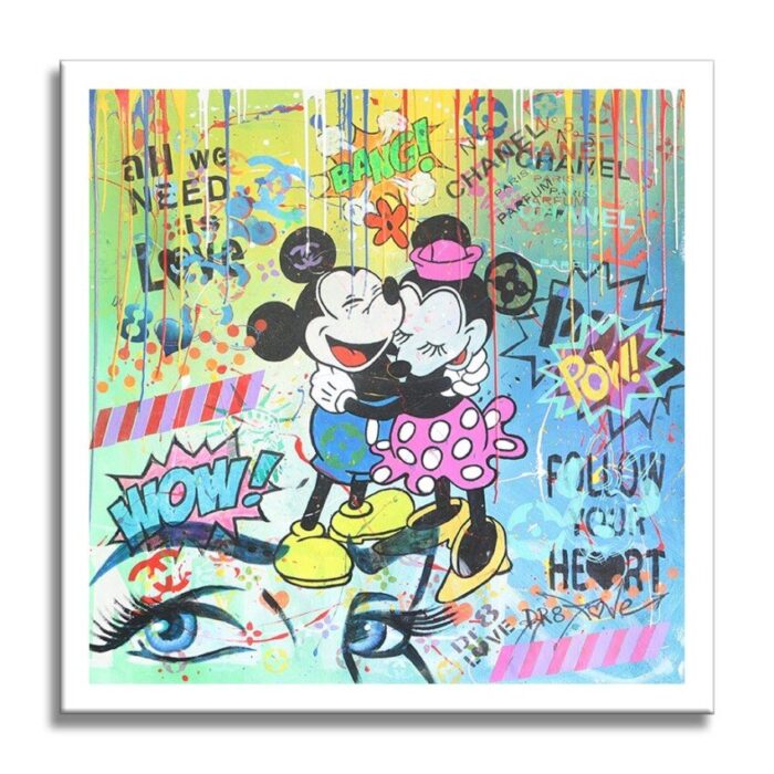Big Hug-Mickey Minnie - Original Painting on canvas - Image 4