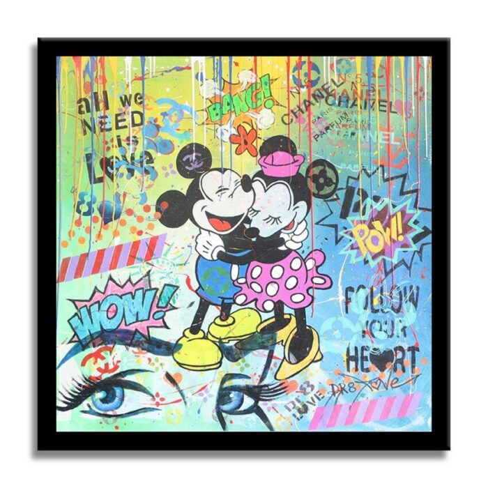 Big Hug-Mickey Minnie - Original Painting on canvas - Image 3
