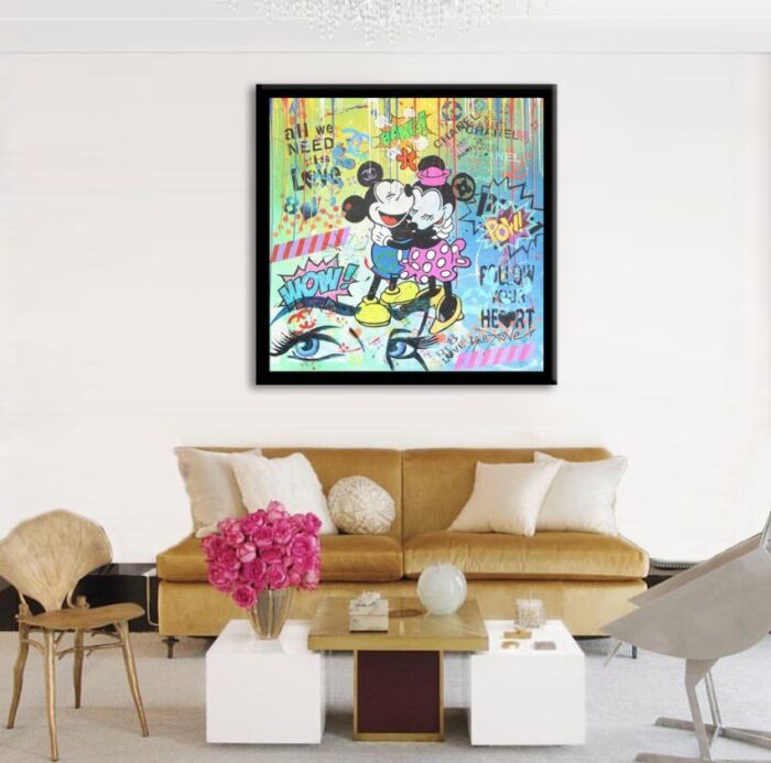 Big Hug-Mickey Minnie - Original Painting on canvas - Image 2