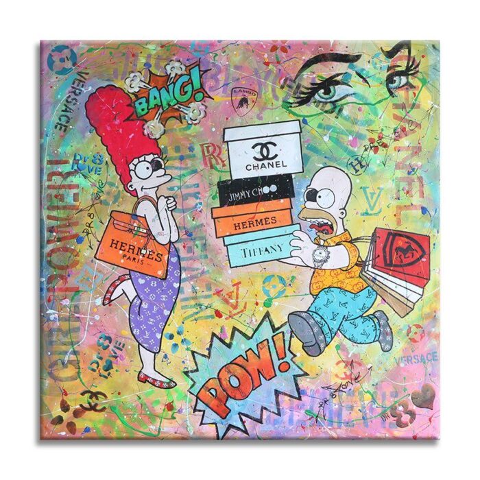 Simpsons Hermes shopping - Original Painting on canvas