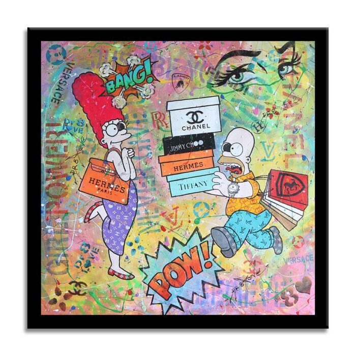 Simpsons Hermes shopping - Original Painting on canvas - Image 5
