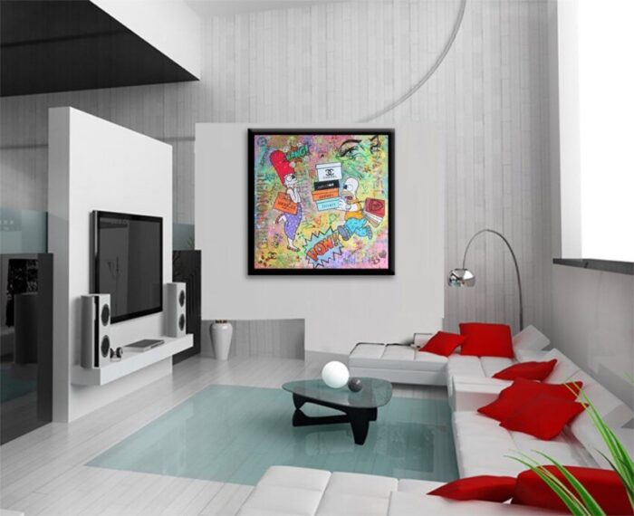 Simpsons Hermes shopping - Original Painting on canvas - Image 4