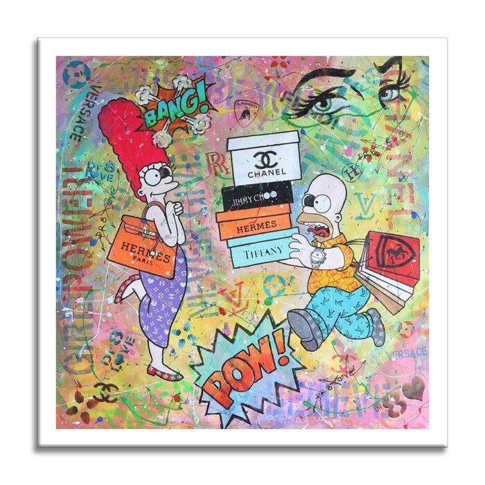 Simpsons Hermes shopping - Original Painting on canvas - Image 3