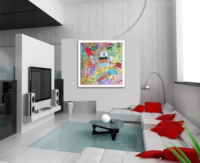 Simpsons Hermes shopping - Original Painting on canvas - Image 2