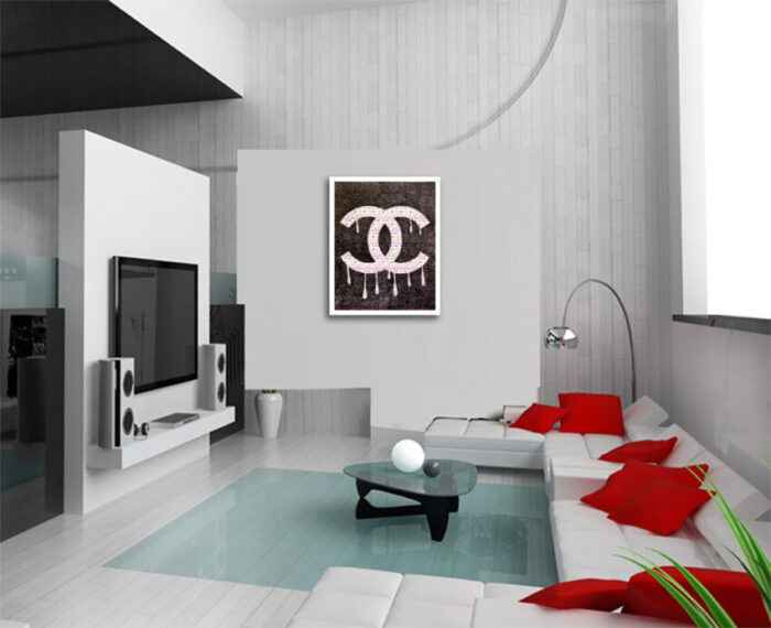 Chanel-Black - Original Collage Painting on Paper - Image 2