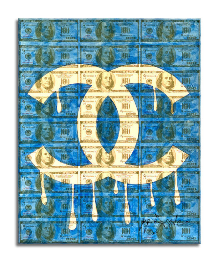 Chanel Blue - Original Collage Painting on Paper