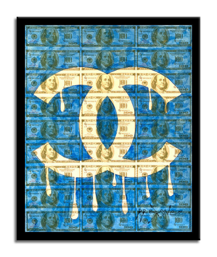 Chanel Blue - Original Collage Painting on Paper - Image 4