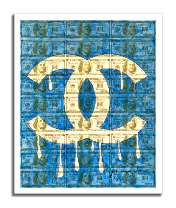 Chanel Blue - Original Collage Painting on Paper - Image 3