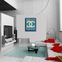 Chanel Blue - Original Collage Painting on Paper - Image 2