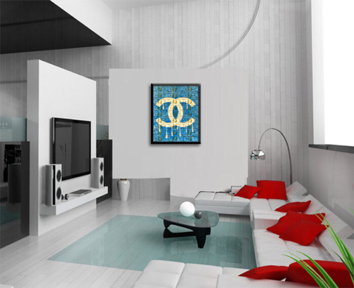 Chanel Blue - Original Collage Painting on Paper - Image 2