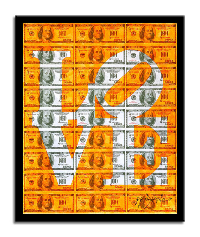 LOVE-neon-orange - Original Collage Painting on Paper - Image 4