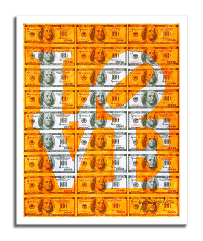 LOVE-neon-orange - Original Collage Painting on Paper - Image 3