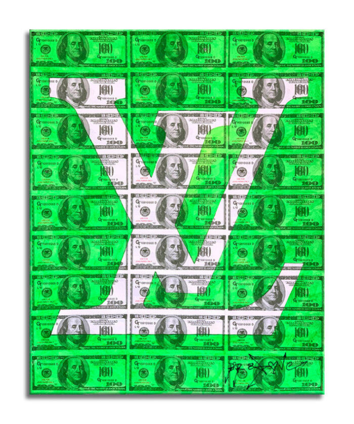 Louis Vuitton Green - Original Collage Painting on Paper