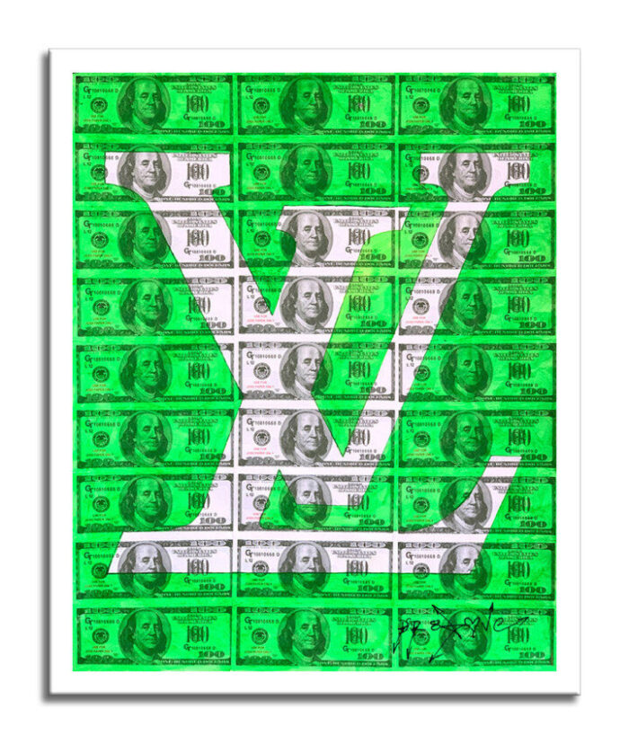 Louis Vuitton Green - Original Collage Painting on Paper - Image 3