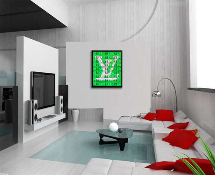 Louis Vuitton Green - Original Collage Painting on Paper - Image 2