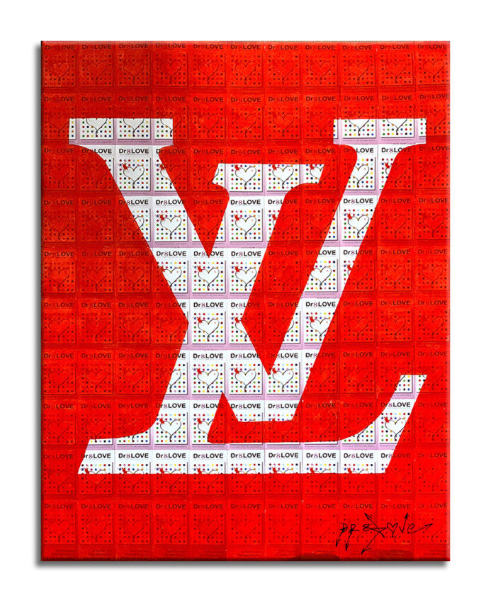 Louis Vuitton Red - Original Collage Painting on Paper