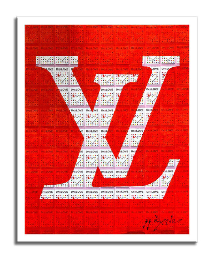 Louis Vuitton Red - Original Collage Painting on Paper - Image 3