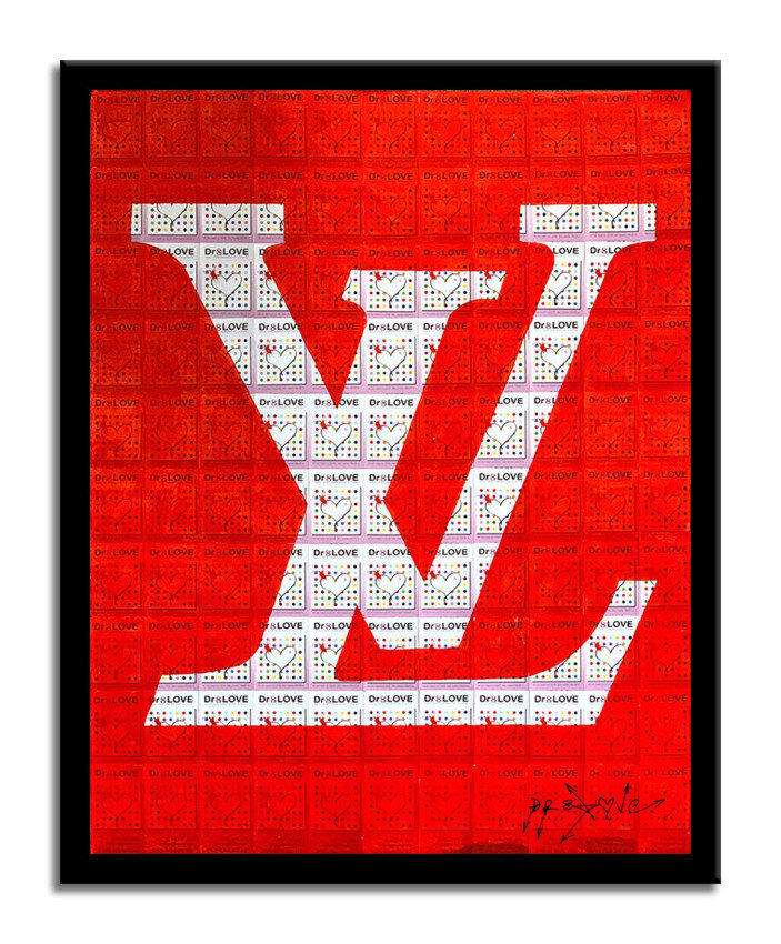 Louis Vuitton Red - Original Collage Painting on Paper