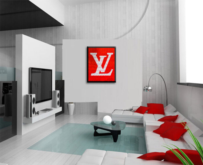 Louis Vuitton Red - Original Collage Painting on Paper - Image 2
