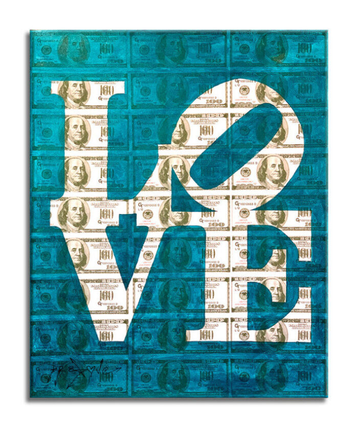 Love Blue - Original Collage Painting on Paper