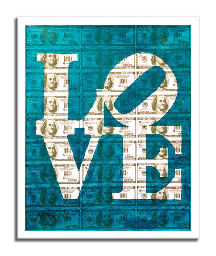 Love Blue - Original Collage Painting on Paper - Image 3