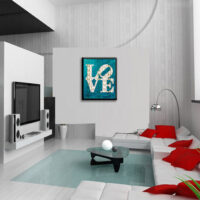 Love Blue - Original Collage Painting on Paper - Image 2