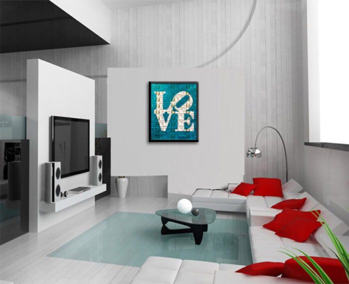 Love Blue - Original Collage Painting on Paper - Image 2
