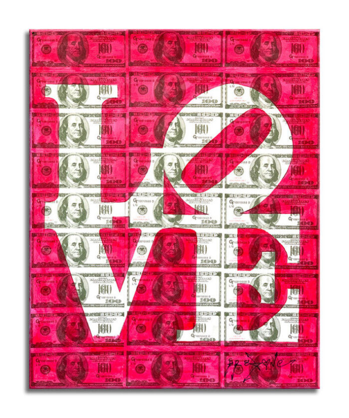 Love Red - Original Collage Painting on Paper