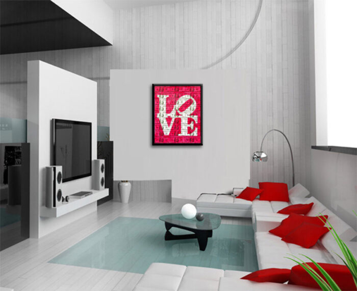 Love Red - Original Collage Painting on Paper - Image 2