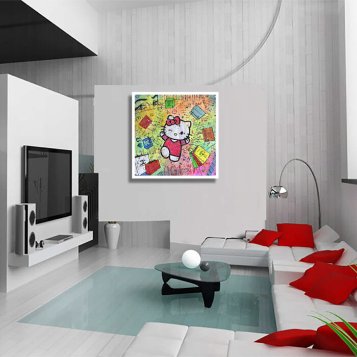 Hello Kitty-Cartier - Original Painting on canvas - Image 2