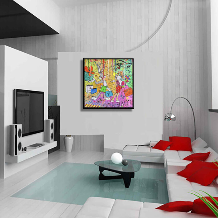 Bunny Surprise - Original Painting on canvas - Image 4