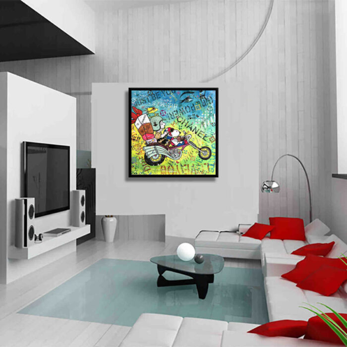 Snoopy Paris- Original Painting on canvas - Image 4