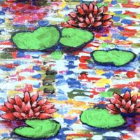 Red Water Lilies - Original Painting on canvas - Image 3
