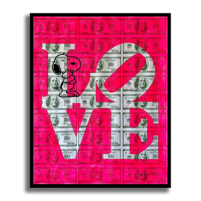 Love Dollar Snoopy - Original Collage Painting on Paper - Image 4